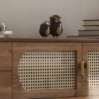 63 Brown Solid Wood TV Stand with 4-Drawers for Living Room