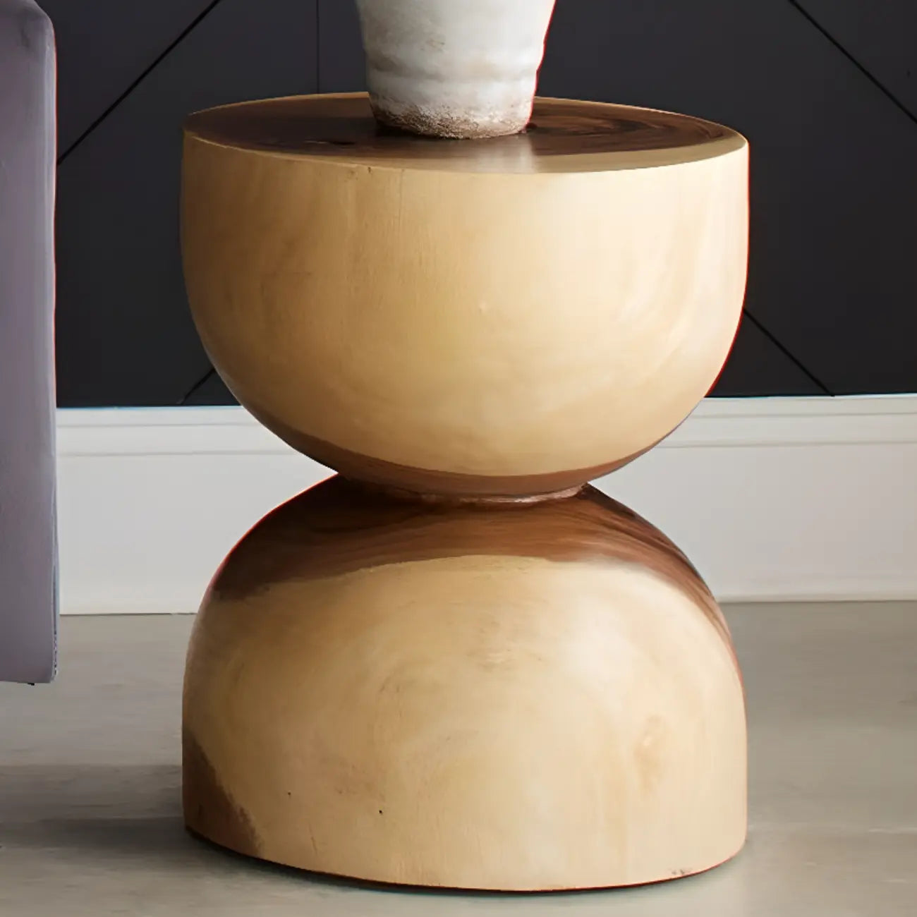 Modern Wood Hourglass End Table for Living Room