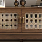 63 Brown Solid Wood TV Stand with 4-Drawers for Living Room