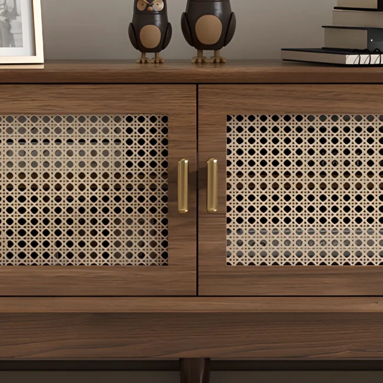 63 Brown Solid Wood TV Stand with 4-Drawers for Living Room