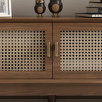 63 Brown Solid Wood TV Stand with 4-Drawers for Living Room