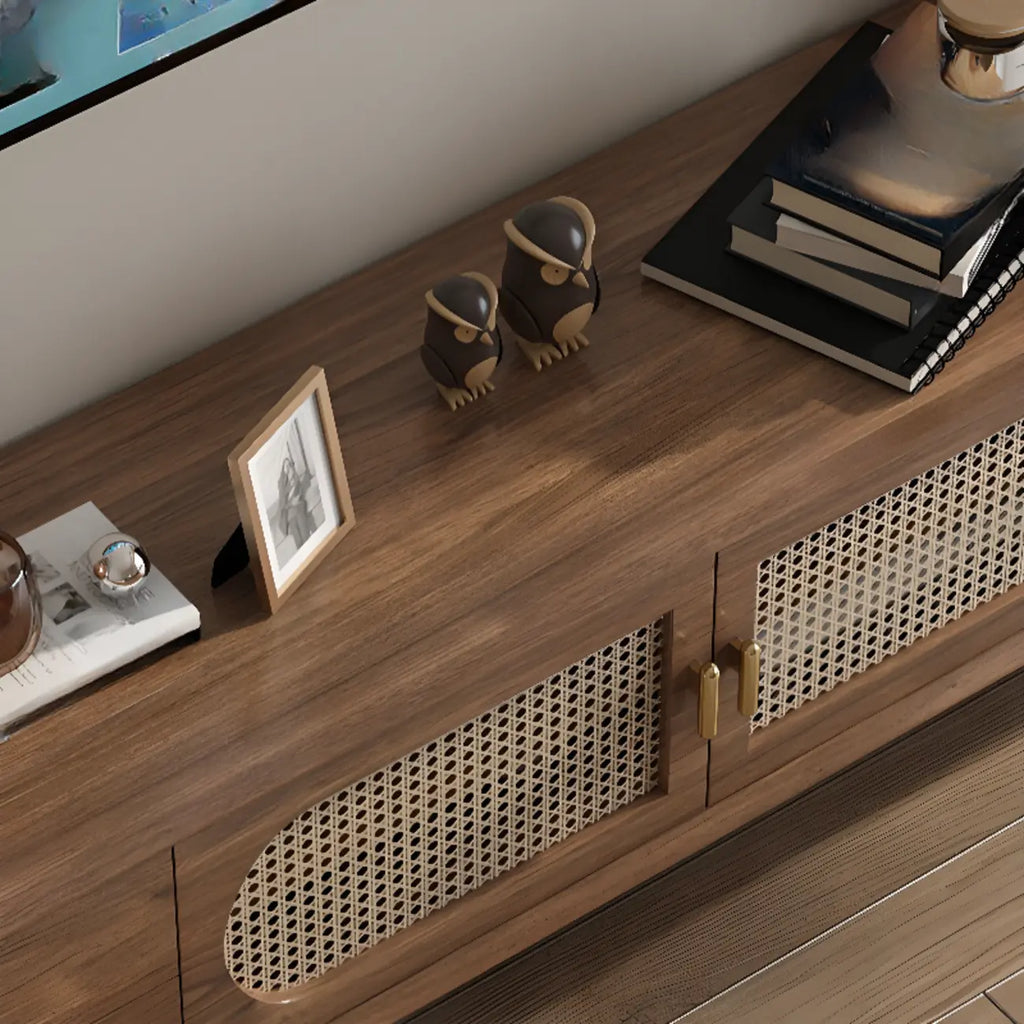 63 Brown Solid Wood TV Stand with 4-Drawers for Living Room