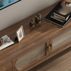 63 Brown Solid Wood TV Stand with 4-Drawers for Living Room