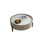 Modern Round Beige Coffee Table with Storage for Living Room