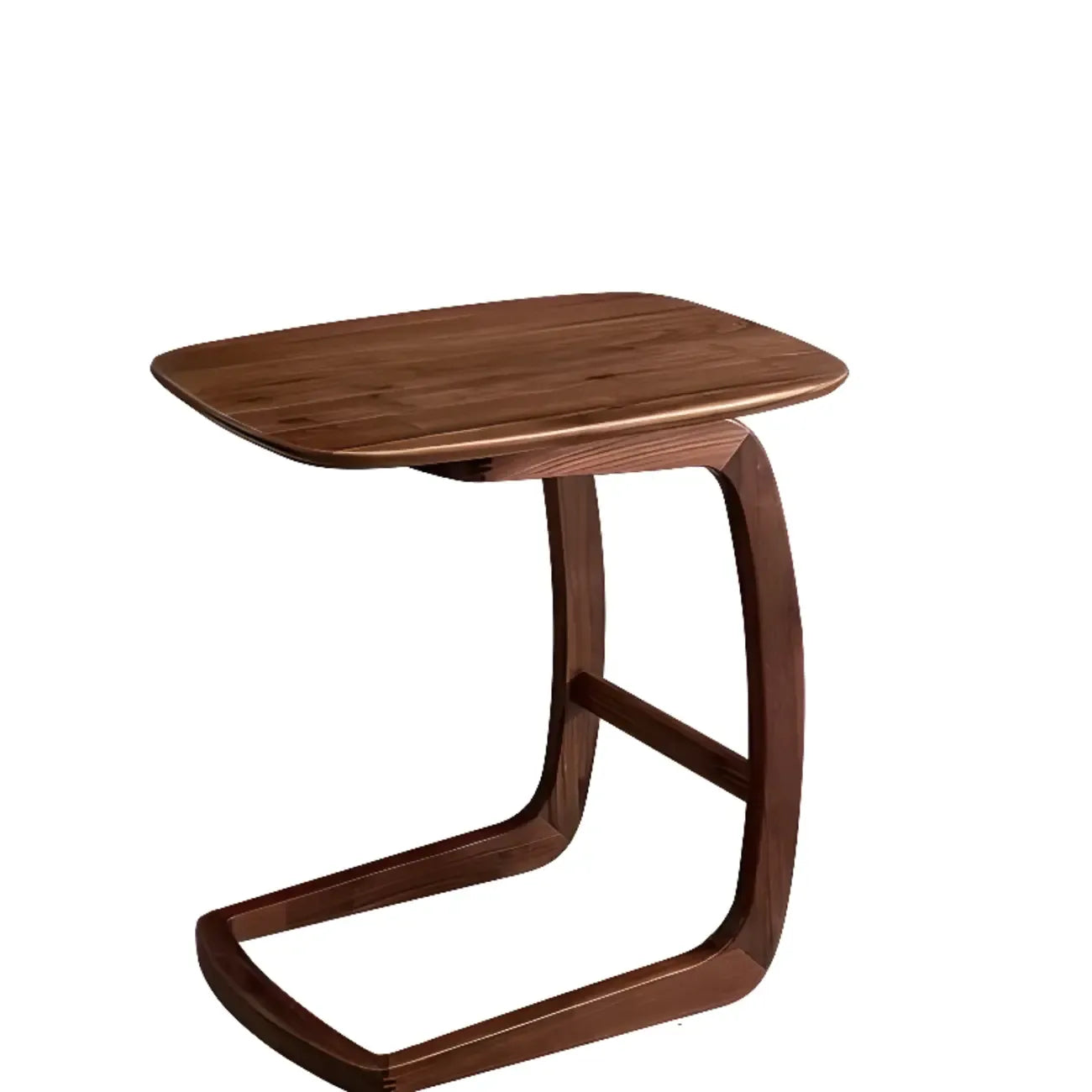 Elegant Solid Wood C-Shaped Side Table for Living Room