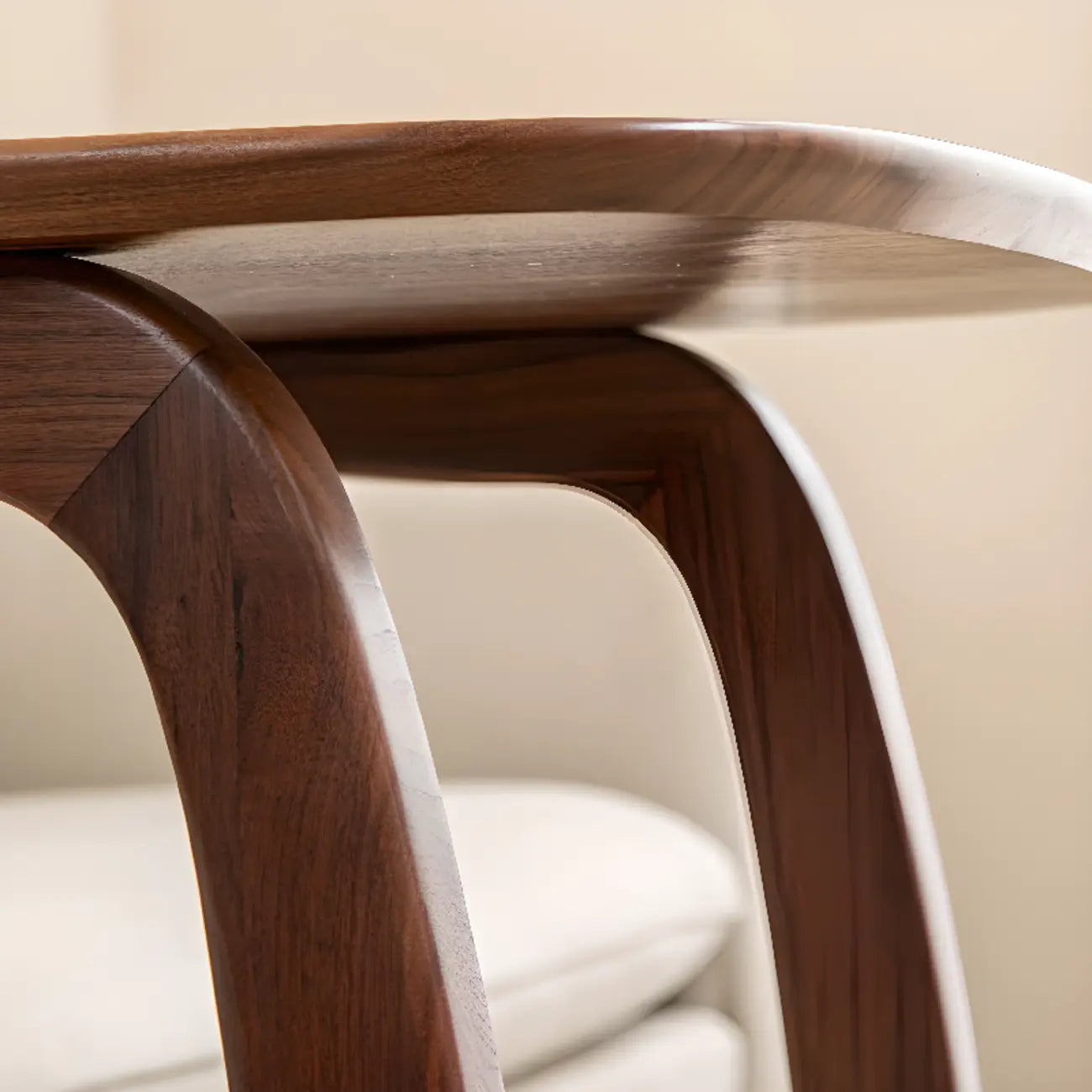 Elegant Solid Wood C-Shaped Side Table for Living Room