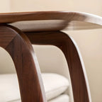 Elegant Solid Wood C-Shaped Side Table for Living Room
