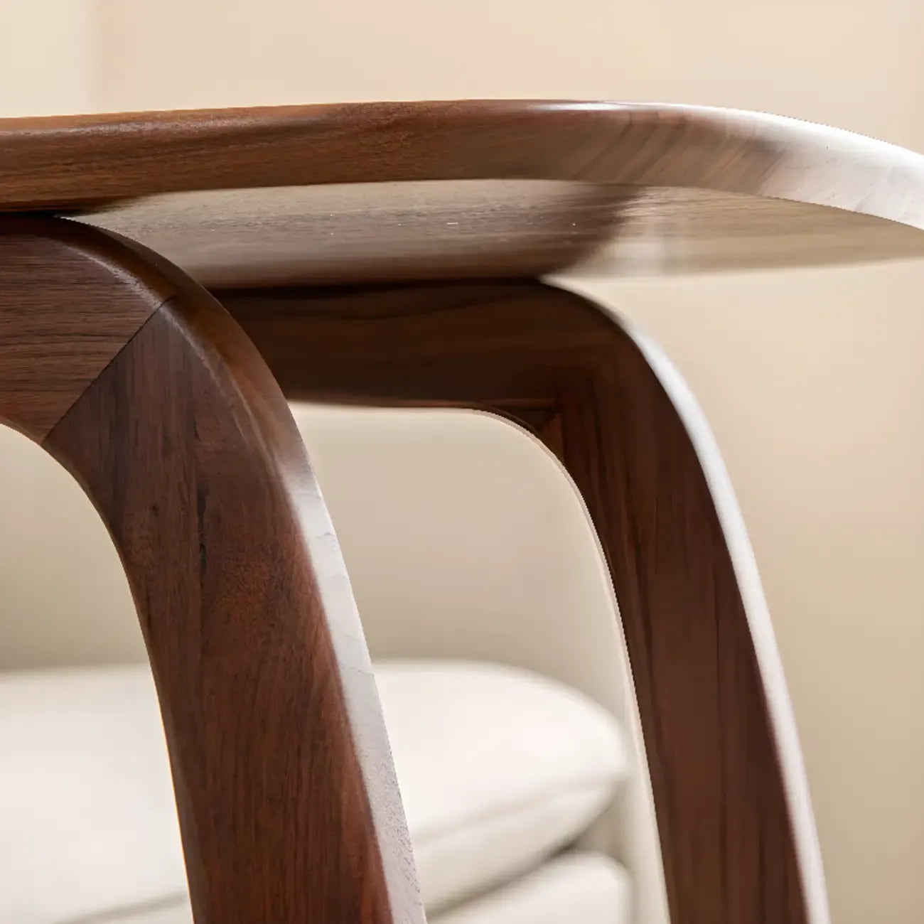 Elegant Solid Wood C-Shaped Side Table for Living Room
