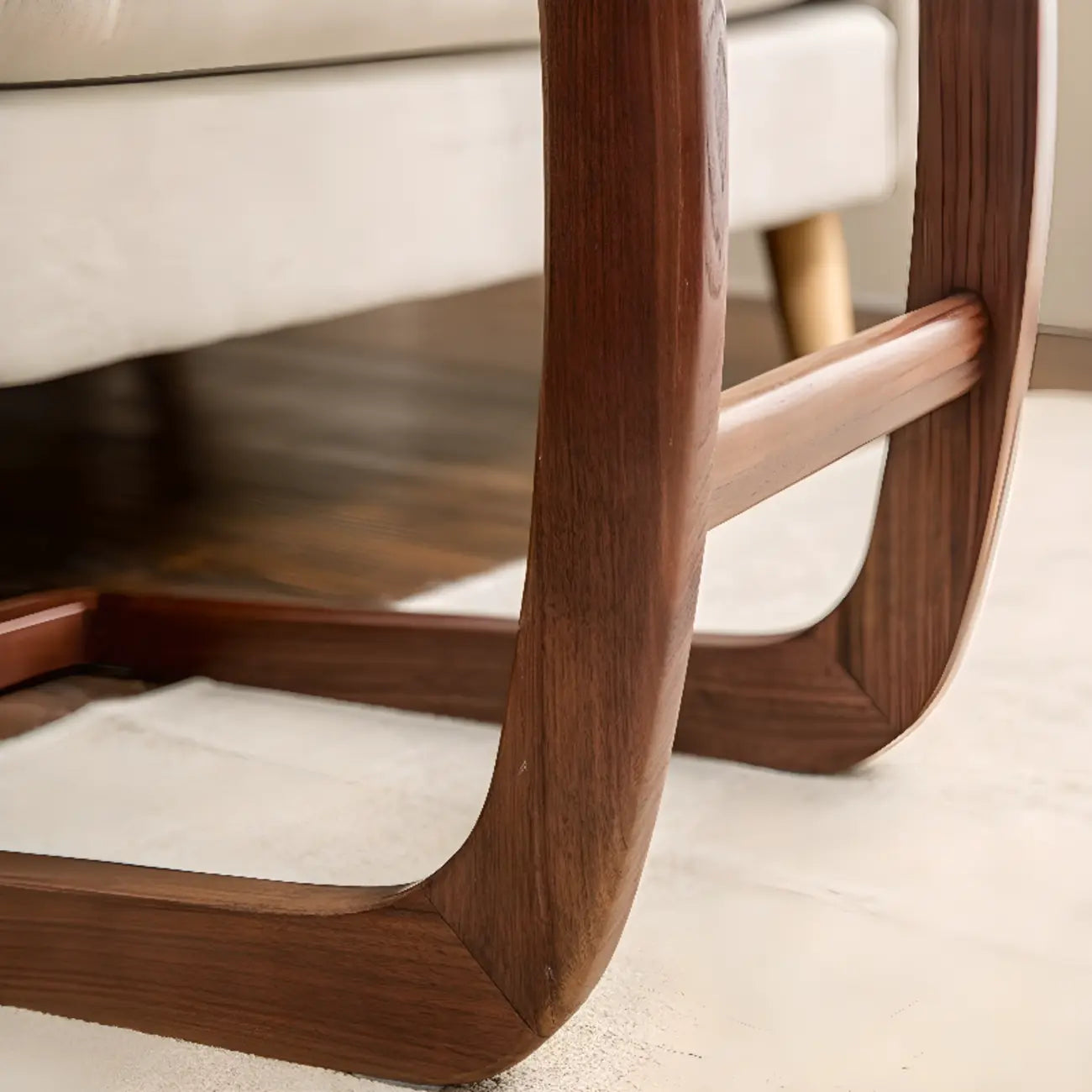 Elegant Solid Wood C-Shaped Side Table for Living Room