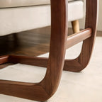 Elegant Solid Wood C-Shaped Side Table for Living Room