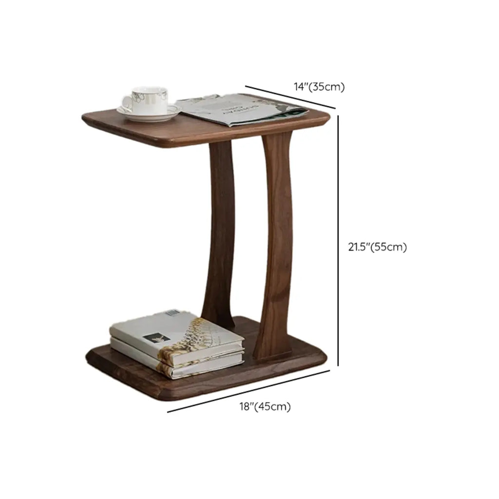 Elegant Solid Wood C-Shaped Side Table for Living Room