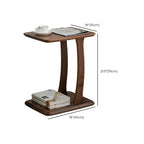 Elegant Solid Wood C-Shaped Side Table for Living Room