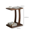 Elegant Solid Wood C-Shaped Side Table for Living Room