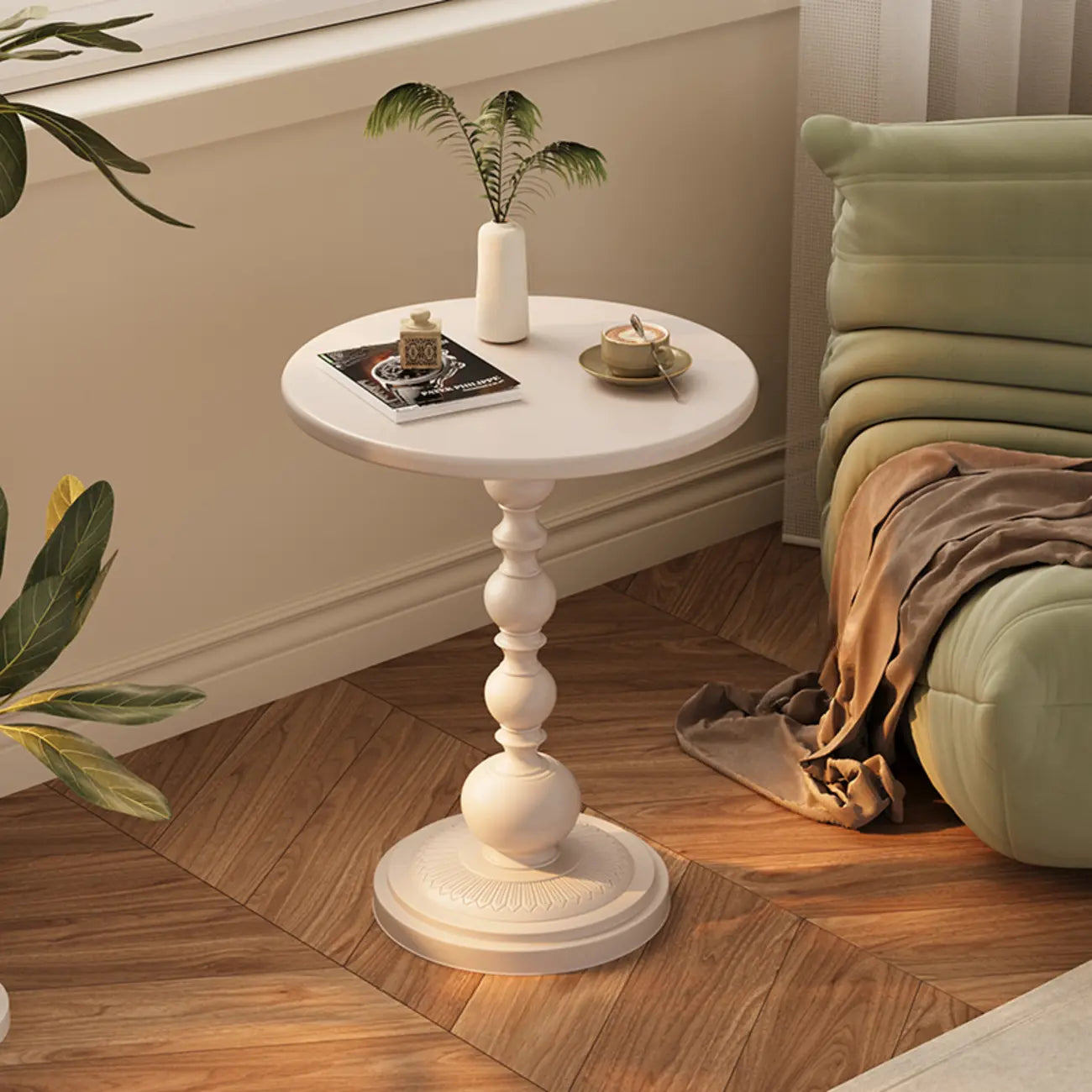 Nordic Round Black Metal Accent Table for Living Room