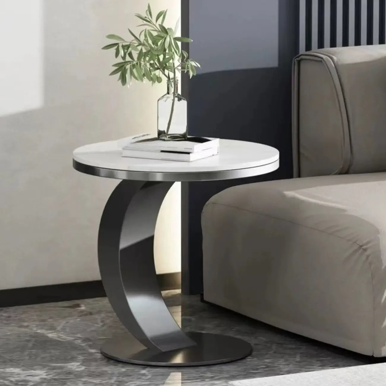 Classic Small Round Metal Side Table for Living Room
