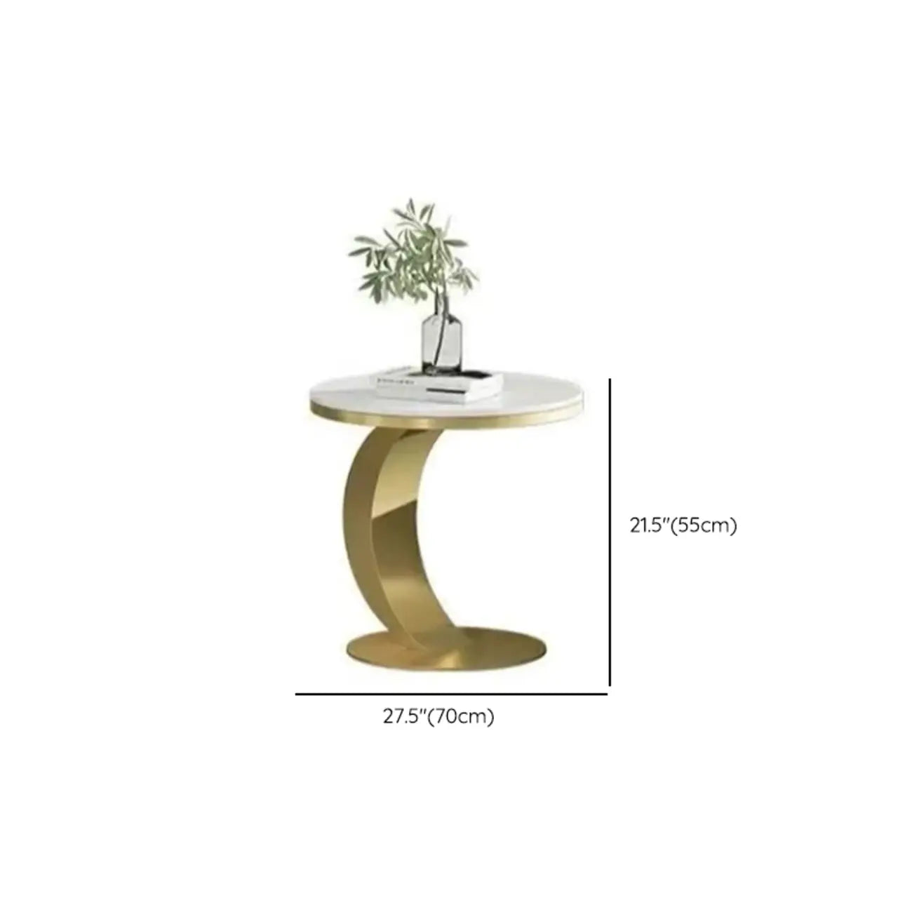 Classic Small Round Metal Side Table for Living Room