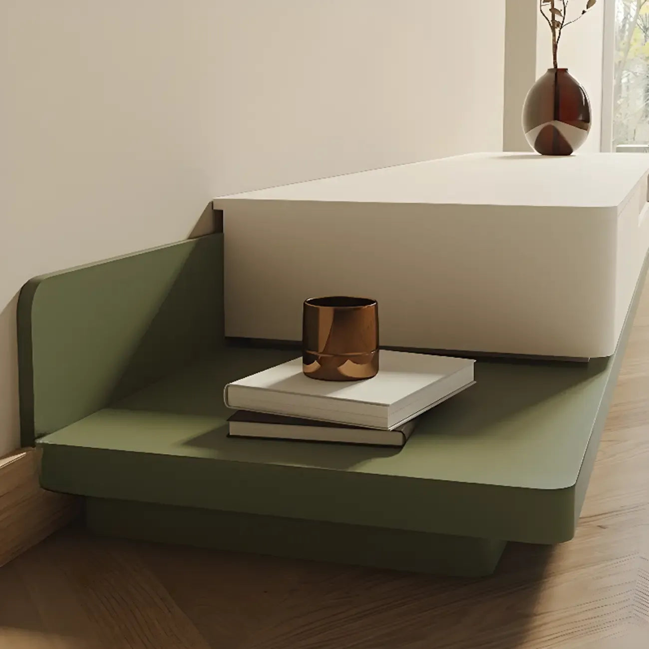 79 Green-White Wood Rectangle Cabinet TV Stand with Drawers