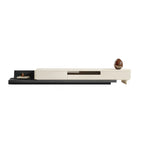 79 Green-White Wood Rectangle Cabinet TV Stand with Drawers