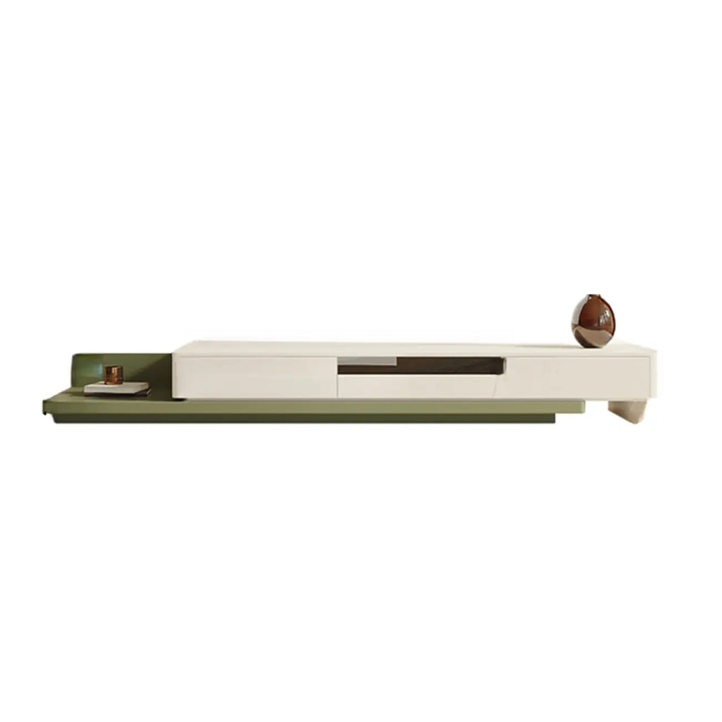 79 Green-White Wood Rectangle Cabinet TV Stand with Drawers