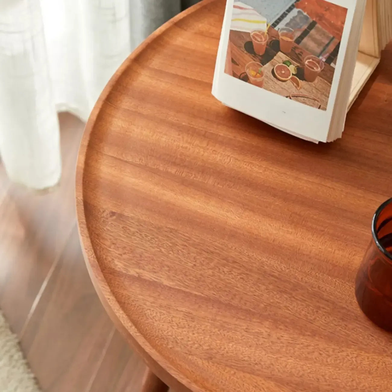 Modern Wooden Flower-Shaped Side Table for Living Room