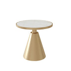Modern Glam Round Marble Side Table for Living Room