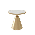Modern Glam Round Marble Side Table for Living Room