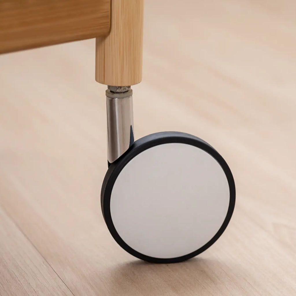 Wooden 2-Tier Side Table with Wheels for Living Room