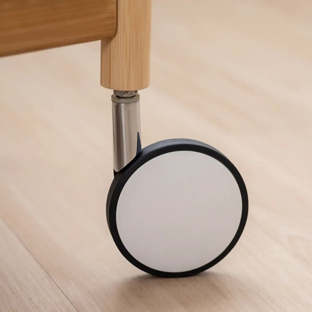 Wooden 2-Tier Side Table with Wheels for Living Room