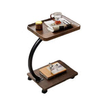 Wooden Round C-Shaped Side Table with Swivel Wheels