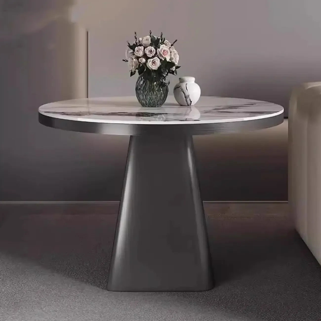 Black Square Marble Top End Table for Living Room