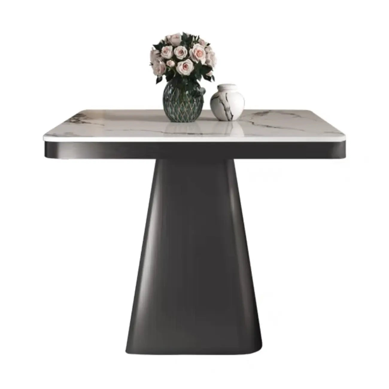 Black Square Marble Top End Table for Living Room