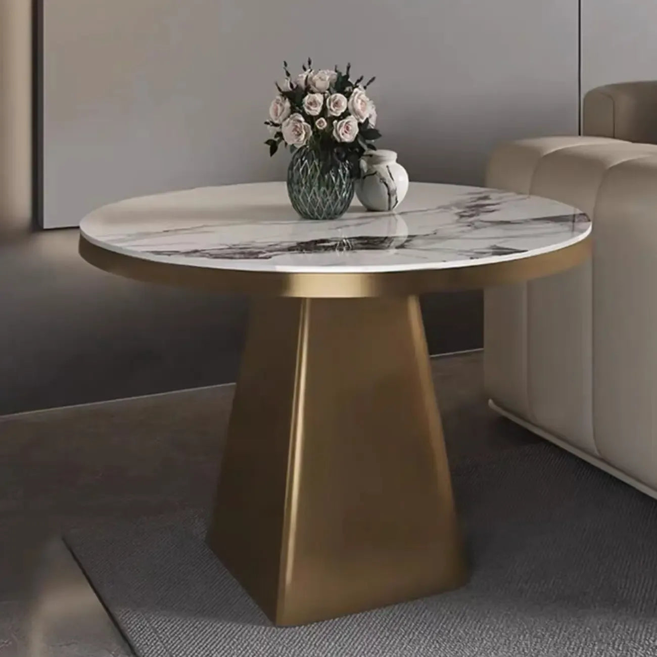 Black Square Marble Top End Table for Living Room