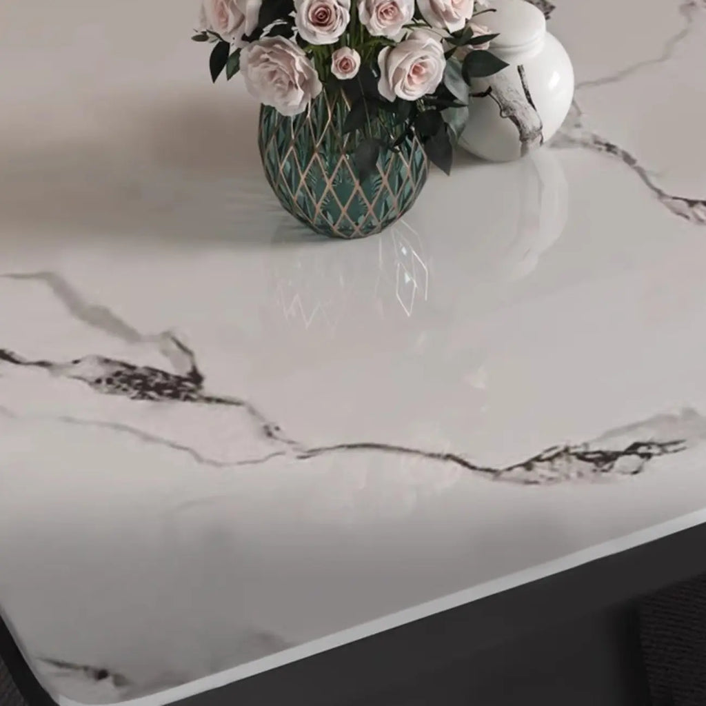 Black Square Marble Top End Table for Living Room