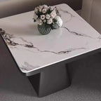 Black Square Marble Top End Table for Living Room