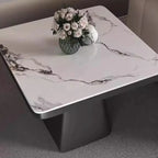 Black Square Marble Top End Table for Living Room
