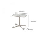 Adjustable Glass Side Table with Wheels and Metal Legs