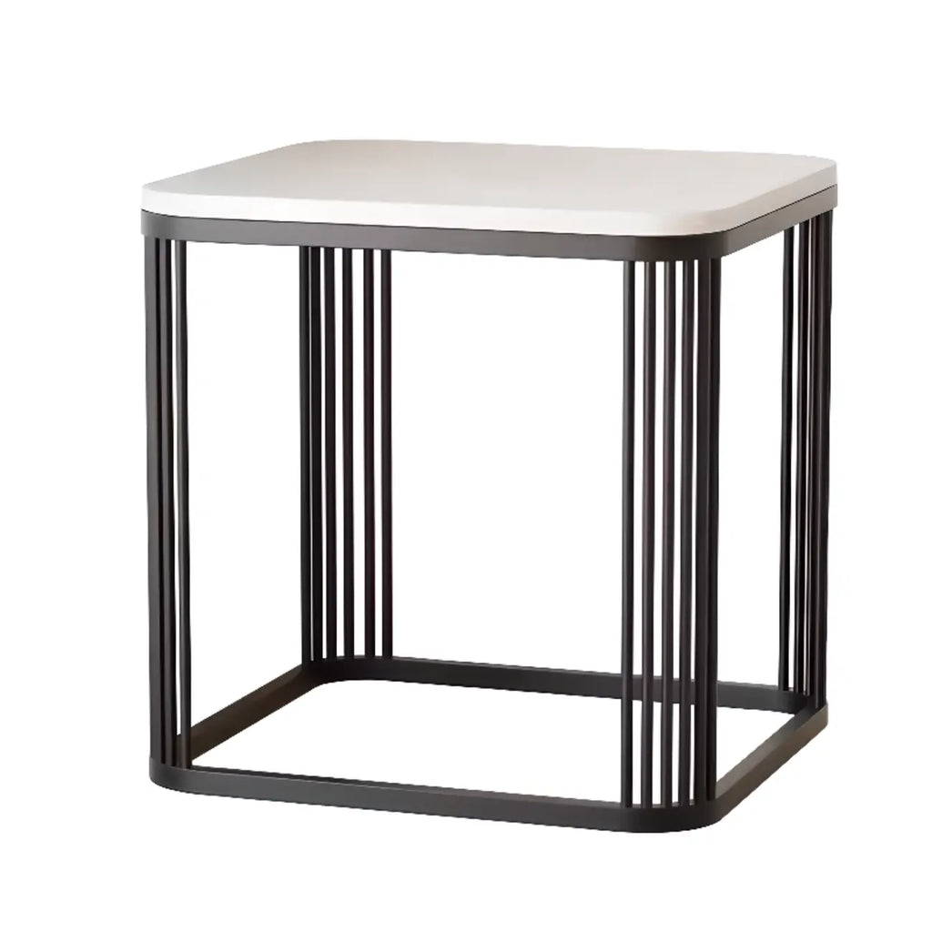Glam Square Metal & Marble End Table for Living Room