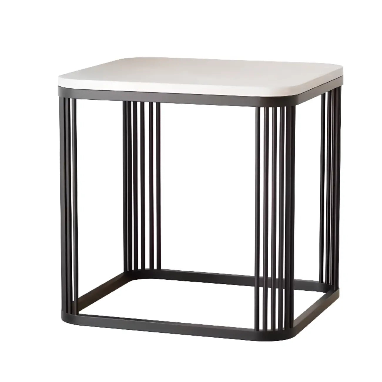 Glam Square Metal & Marble End Table for Living Room
