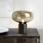 Modern Smoke Grey Glass Dome Table Lamp for Living Room