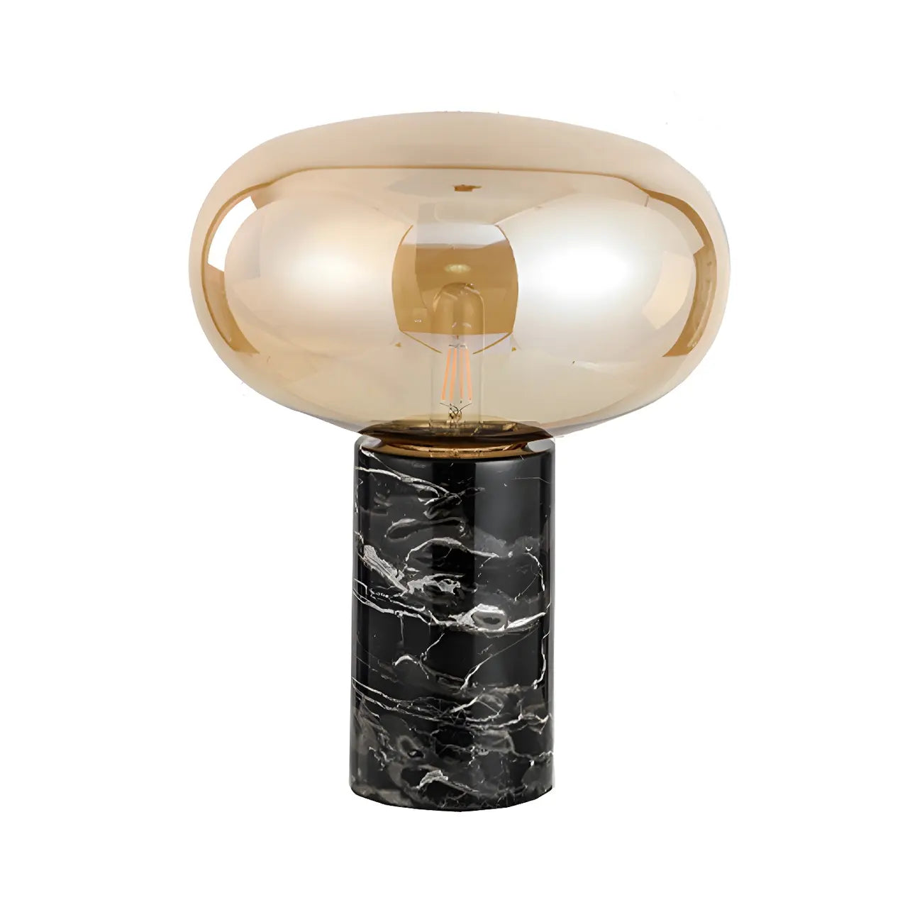 Modern Smoke Grey Glass Dome Table Lamp for Living Room