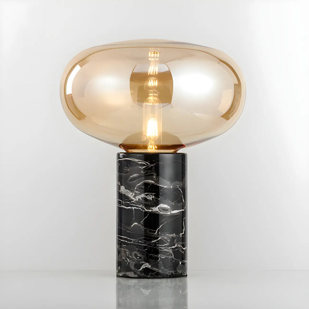 Modern Smoke Grey Glass Dome Table Lamp for Living Room