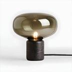 Modern Smoke Grey Glass Dome Table Lamp for Living Room