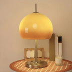 Caramel Gradient Glass Dome Table Lamp Stainless Steel Base