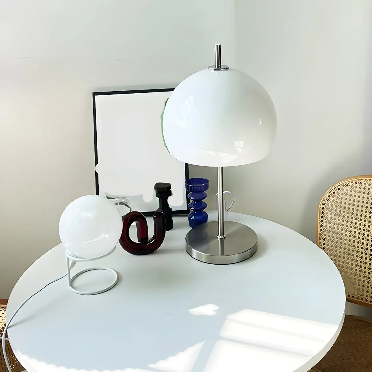 Caramel Gradient Glass Dome Table Lamp Stainless Steel Base