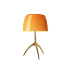 Yellow Glass Shade Metal Tripod Table Lamp for Living Room