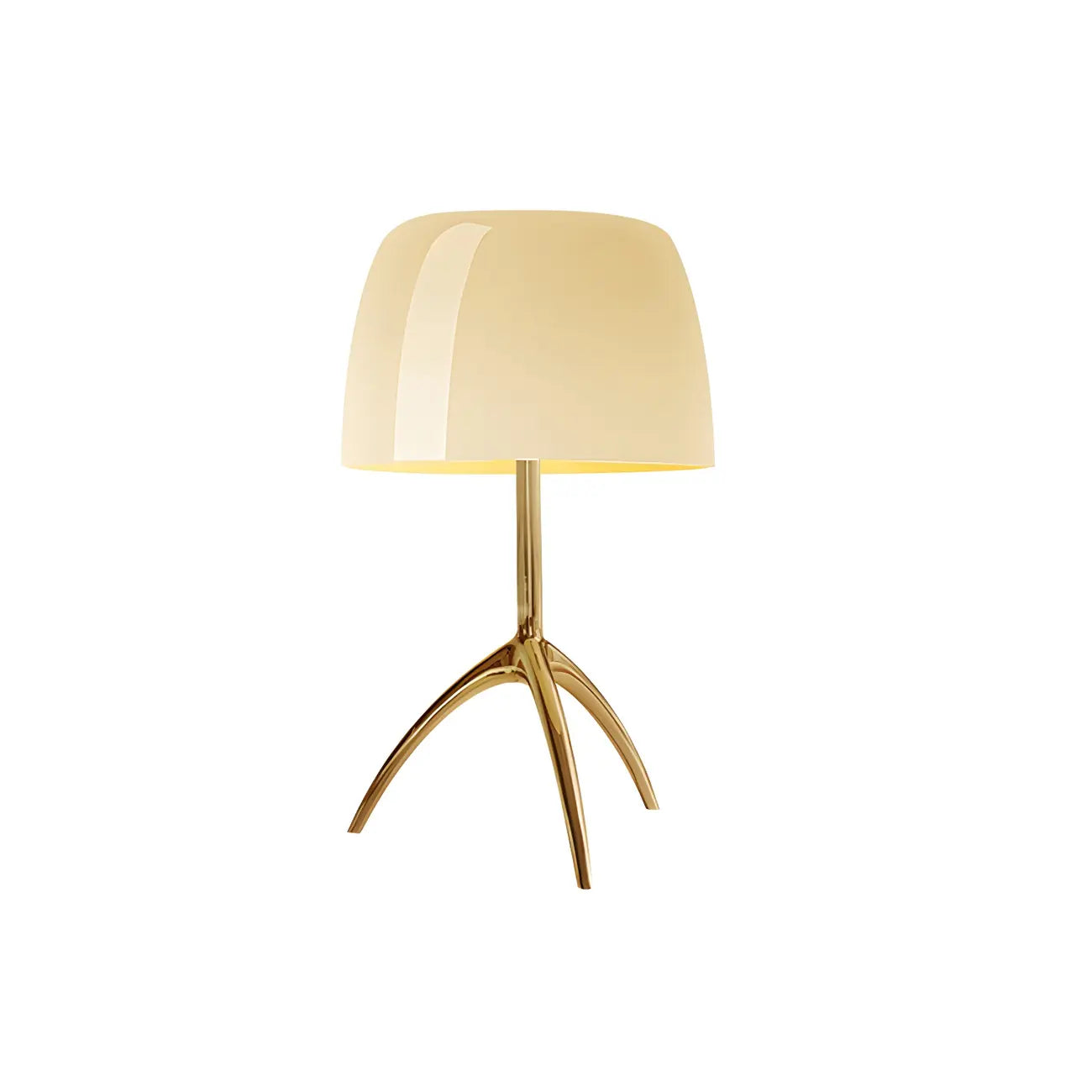 Yellow Glass Shade Metal Tripod Table Lamp for Living Room