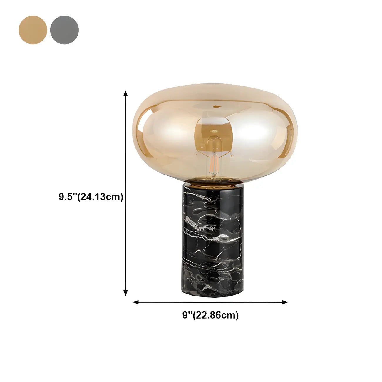 Modern Smoke Grey Glass Dome Table Lamp for Living Room