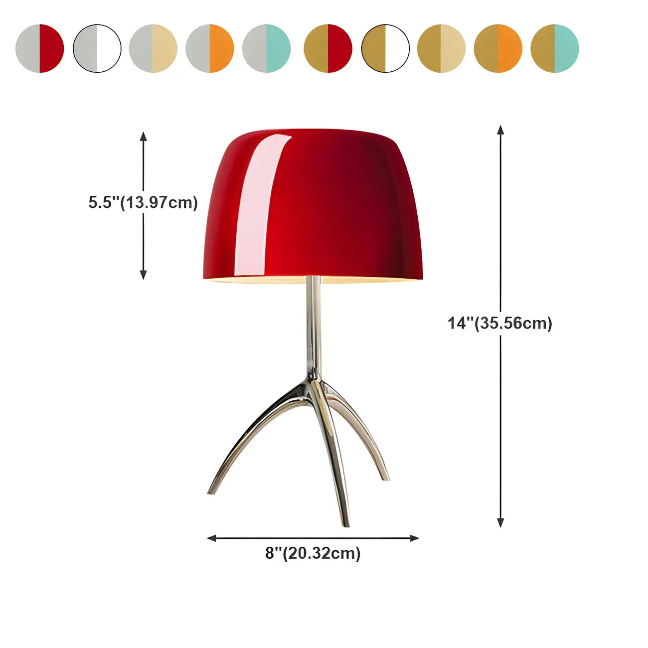 Yellow Glass Shade Metal Tripod Table Lamp for Living Room