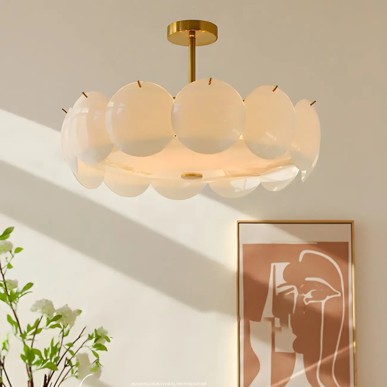 Geometric Round Ceiling Light Fixture for Modern Living Room
