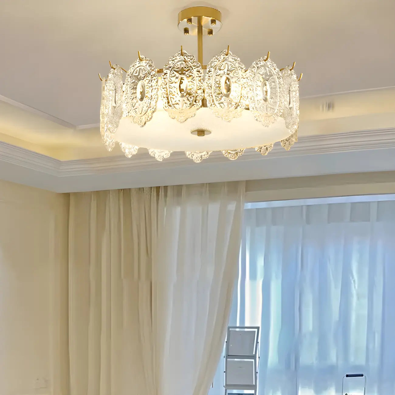 Geometric Round Ceiling Light Fixture for Modern Living Room
